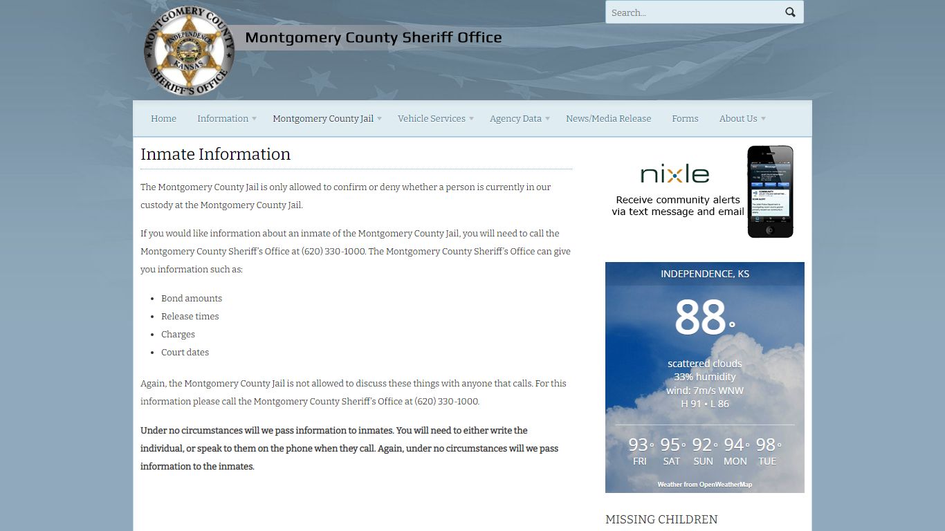 Inmate Information | Montgomery County Sheriff's Office Website